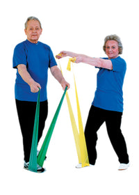 TheraBand exercise band - latex free - 25 yard roll, set of 5 (1 each: yellow, red, green, blue, black) — for Resistance Training and Rehabilitation