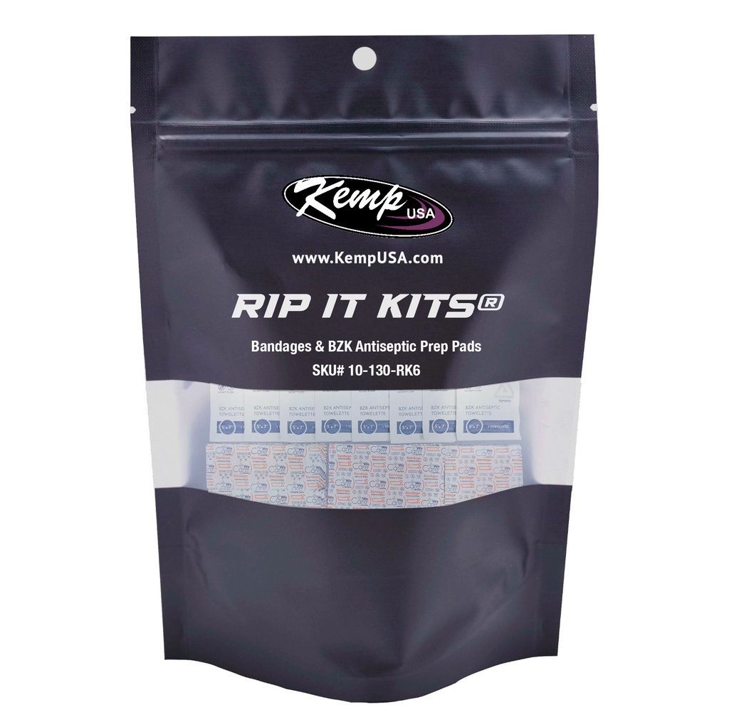 Kemp USA 10-130-RK6 Rip It Kits, Bandages and BZK Antiseptic Prep Pads