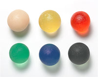 CanDo Gel Squeeze Ball, Standard Circular, 6-piece set (tan, yellow, red, green, blue, black) — for Hand Strength and Dexterity Therapy