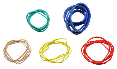 CanDo Hand Exerciser - Additional Latex Bands - 25 bands (5 each: tan, yellow, red, green, blue) — for Hand Strength and Dexterity Therapy