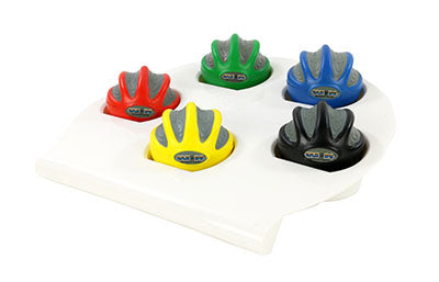 CanDo Digi-Squeeze hand exerciser - Small - set of 5 pieces (yellow, red, green, blue, black), with rack — for Hand Strength and Dexterity Therapy