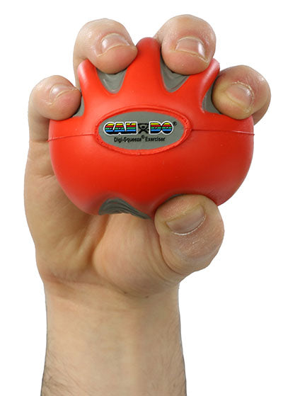 CanDo Digi-Squeeze hand exerciser - Medium - Red, light — for Hand Strength and Dexterity Therapy