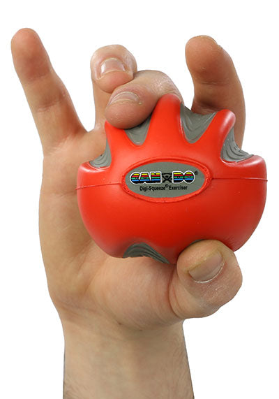 CanDo Digi-Squeeze hand exerciser - Medium - Red, light — for Hand Strength and Dexterity Therapy
