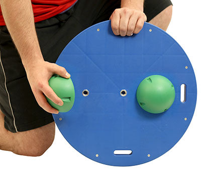 CanDo Balance Board, 16" Diameter Wobble/Rocker Board with 2 Green Balls (Moderate) — for Balance Training and Fall Prevention