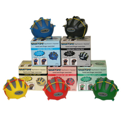 CanDo Digi-Extend n' Squeeze Hand Exerciser - Large - 5-piece set (yellow, red, green, blue, black), no stand — for Hand Strength and Dexterity Therapy