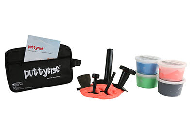 TheraPutty Puttycise Theraputty tool - 5-tool set with 4 x 1 lb putties, difficult (red-black), with bag — for Hand Therapy and Strengthening