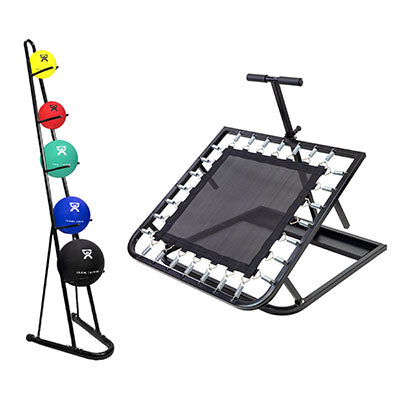 CanDo Square Ball Rebounder, Metal Rack, 5-Piece Set (1 ea: 2, 4, 7, 11, 15 lb.) — for Strength Training and Rehabilitation