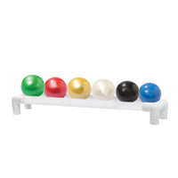 TheraBand Soft Weights ball - 6-piece set (1 each: tan, yellow, red, green, blue, black), with 1-tier rack — for Resistance Training and Rehabilitation