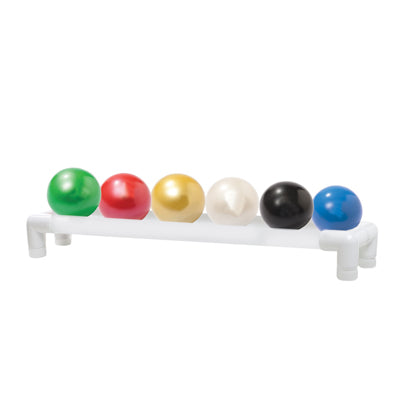 TheraBand Soft Weights ball - 6-piece set (1 each: tan, yellow, red, green, blue, black), with 1-tier rack — for Resistance Training and Rehabilitation