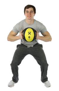 CanDo Dual-Handle Medicine Ball, 9" Diameter, Yellow, 6 lb. — for Strength Training and Rehabilitation