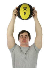 CanDo Dual-Handle Medicine Ball, 9" Diameter, Yellow, 6 lb. — for Strength Training and Rehabilitation