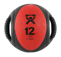 CanDo Dual-Handle Medicine Ball, 9" Diameter, Yellow, 6 lb. — for Strength Training and Rehabilitation
