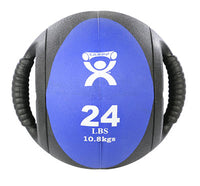 CanDo Dual-Handle Medicine Ball, 9" Diameter, Yellow, 6 lb. — for Strength Training and Rehabilitation