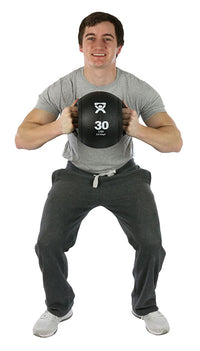 CanDo Dual-Handle Medicine Ball, 9" Diameter, Yellow, 6 lb. — for Strength Training and Rehabilitation