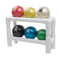 CanDo WaTE Ball - Hand-held Size - 6-piece set (1 each: tan, yellow, red, green, blue, black), with 2-tier rack — for Strength Training and Rehabilitation