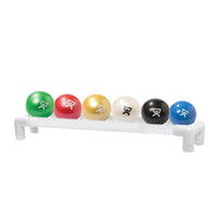 CanDo WaTE Ball - Hand-held Size - 6-piece set (1 each: tan, yellow, red, green, blue, black), with 1-tier rack — for Strength Training and Rehabilitation