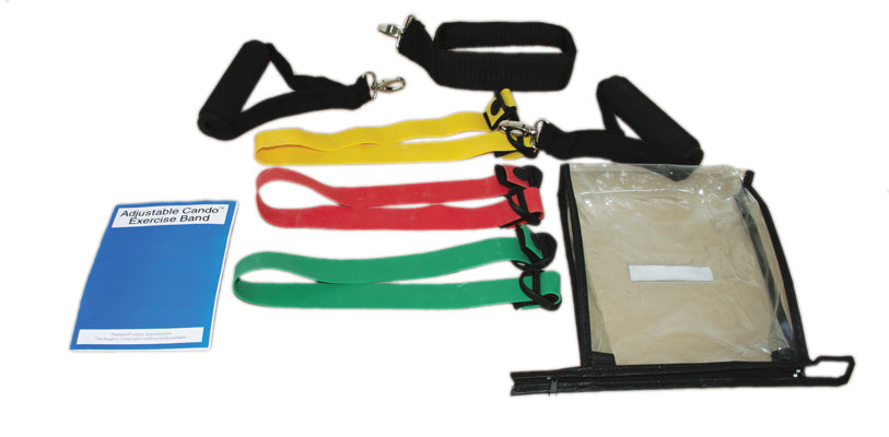 CanDo Adjustable Exercise Band Kit - 3 band (red, green, yellow) — for Resistance Training and Rehabilitation