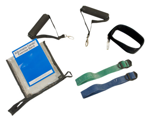CanDo Adjustable Exercise Band Kit - 2 band moderate (green, blue) — for Resistance Training and Rehabilitation