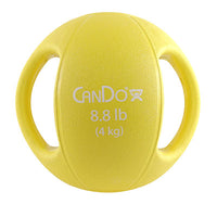 CanDo Molded Dual Handle Medicine Ball, Yellow, 8.8 lb. (4 kg) — for Strength Training and Rehabilitation