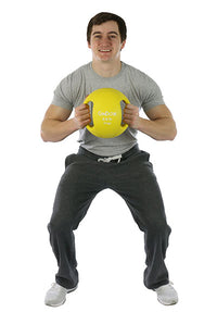 CanDo Molded Dual Handle Medicine Ball, Yellow, 8.8 lb. (4 kg) — for Strength Training and Rehabilitation