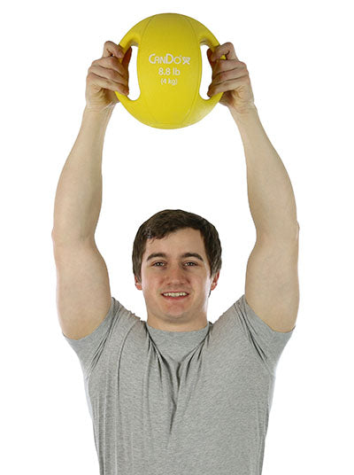 CanDo Molded Dual Handle Medicine Ball, Yellow, 8.8 lb. (4 kg) — for Strength Training and Rehabilitation