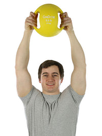 CanDo Molded Dual Handle Medicine Ball, Yellow, 8.8 lb. (4 kg) — for Strength Training and Rehabilitation