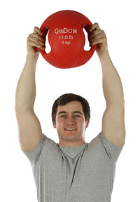 CanDo Molded Dual Handle Medicine Ball, Red, 11 lb. (5 kg) — for Strength Training and Rehabilitation