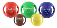 CanDo Molded Dual Handle Medicine Ball, 5-piece set (1 ea: tan through blue) — for Strength Training and Rehabilitation
