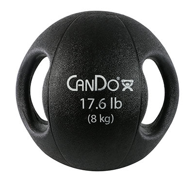 CanDo Molded Dual Handle Medicine Ball, Black, 17.6 lb. (8 kg) — for Strength Training and Rehabilitation