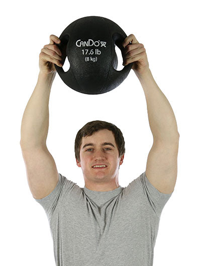 CanDo Molded Dual Handle Medicine Ball, Black, 17.6 lb. (8 kg) — for Strength Training and Rehabilitation