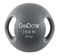 CanDo Molded Dual Handle Medicine Ball, Silver, 19.8 lb. (9 kg) — for Strength Training and Rehabilitation