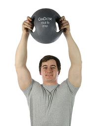 CanDo Molded Dual Handle Medicine Ball, Silver, 19.8 lb. (9 kg) — for Strength Training and Rehabilitation
