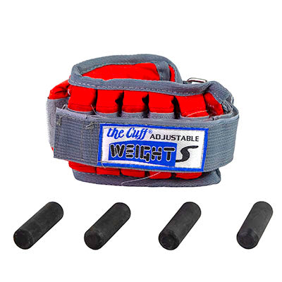 the Cuff The Adjustable Cuff wrist weight - 4 lb - 20 x 0.2 lb inserts - Red - each — for Strength Training and Rehabilitation
