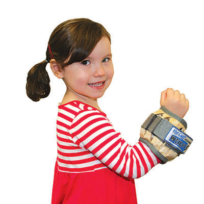 the Cuff The Adjustable Cuff pediatric wrist weight - 2 lb - 12 x 0.17 lb inserts - Tan — for Strength Training and Rehabilitation