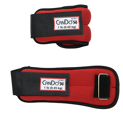 the Cuff CanDo Weight Straps - 2 lb Set (2 each: 1 lb weight) - Red — for Strength Training and Rehabilitation