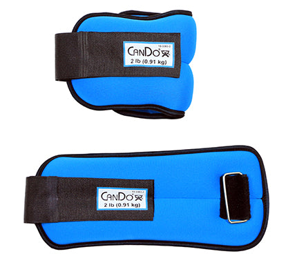 the Cuff CanDo Weight Straps - 4 lb Set (2 each: 2 lb weight) - Blue — for Strength Training and Rehabilitation
