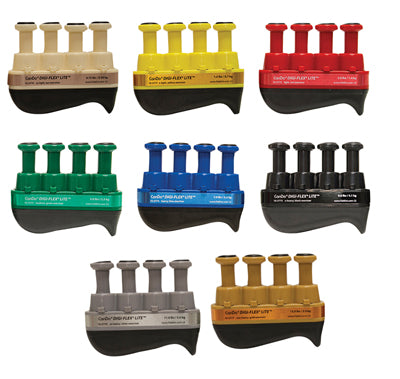 CanDo Digi-Flex LITE - Set of 8 (1 each: tan, yellow, red, green, blue, black, silver, gold) — for Hand Flexion in Clinical and Institutional Care