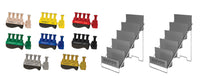 CanDo Digi-Flex Thumb - Set of 8 (1 each: tan, yellow, red, green, blue, black, silver, gold), with 2 metal stands — for Hand Flexion in Clinical and Institutional Care