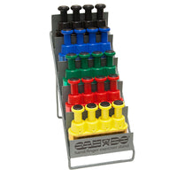 CanDo Digi-Flex LITE - Set of 5 (1 each: yellow, red, green, blue, black) with Metal Stand — for Hand Flexion in Clinical and Institutional Care