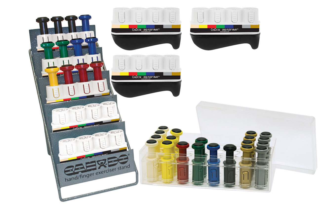 CanDo Digi-Flex Multi Clinic Pack, 8 Frames, 2 Four-Base Racks, 32 Buttons (4 each: Tan through Gold) — for Organized Equipment Storage