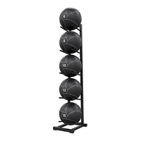 Power Systems Elite Power Med Balls with Black Rack, Prime Gray, Set of 5 (1 each: 6,8,10,12,15 lb.) — for Strength Training and Rehabilitation