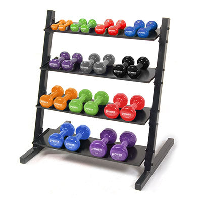 Power Systems Neoprene / Vinyl Horizontal 4-Tier DB Rack w/Vinyl DB (Set 1-15 lb.) Prime — for Organized Equipment Storage