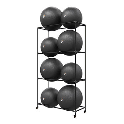Power Systems Metal Stability Ball Storage Rack, 8 Ball Rack w/Casters, Black — for Treatment and Examination Rooms