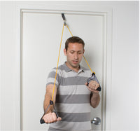 CanDo shoulder pulley with exercise tubing and handles, Yellow - x-light — for Resistance Training and Rehabilitation