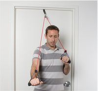 CanDo shoulder pulley with exercise tubing and handles, Yellow - x-light — for Resistance Training and Rehabilitation