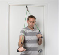 CanDo shoulder pulley with exercise tubing and handles, Yellow - x-light — for Resistance Training and Rehabilitation