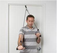 CanDo shoulder pulley with exercise tubing and handles, Yellow - x-light — for Resistance Training and Rehabilitation