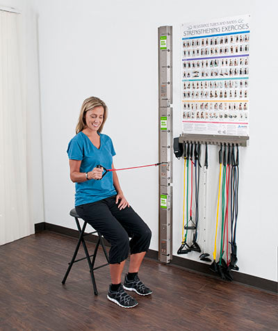 Web-Slide Exercise Rail, Stainless Steel, 3 Rails, 28" Each/84" Total, Deluxe Set — for Wall-Mounted Resistance Band Training