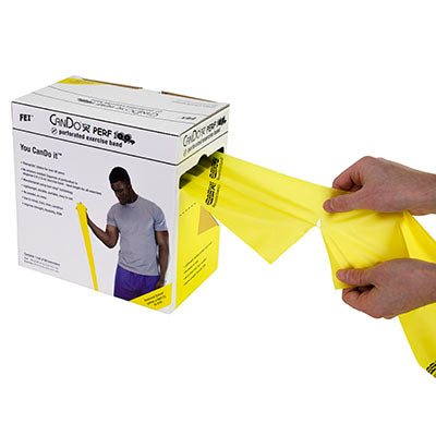 CanDo Low Powder Exercise Band - 100 yard Perf 100 roll - Yellow - x-light — for Resistance Training and Rehabilitation