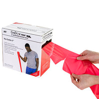 CanDo Low Powder Exercise Band - 100 yard Perf 100 rolls, 5-piece set (1 each: yellow, red, green, blue, black) — for Resistance Training and Rehabilitation
